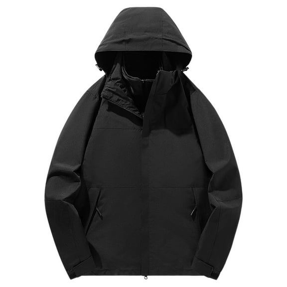 Xzbqbs Mens Winter Skiing Jacket 3 in 11 Waterproof Warm Fleece Lined Coat Hooded Windproof Outdoor Hiking Jacket with Zipper Pocket