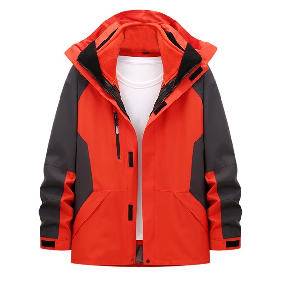 Xzbqbs Mens Winter Skiing Jacket 3 in 44 Windproof Warm Snow Fleece Lined Raincoat Waterproof Outdoor Hiking Detachable Jacket