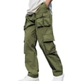 thumbnail image 1 of Xzbqbs Mens Work Pants Casual Elastic Waist Drawstring Straight Cargo Pants Stretch Lightweight Joggers Pants with Multi Pockets, 1 of 7