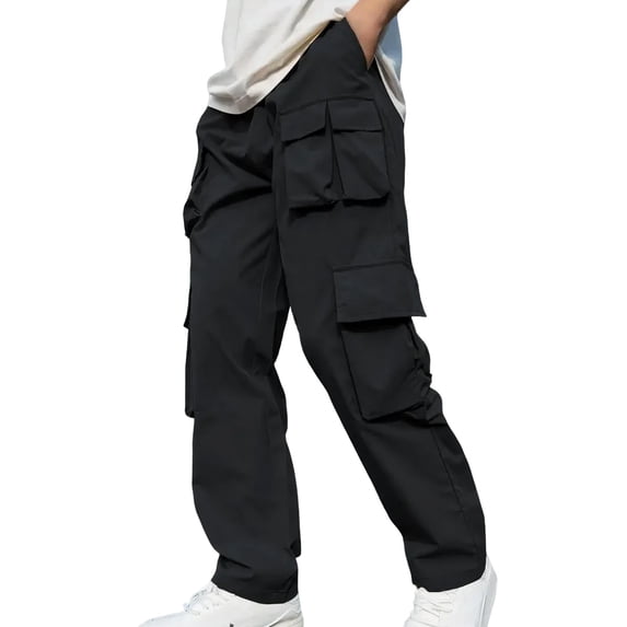 Xzbqbs Mens Work Pants Casual Elastic Waist Drawstring Straight Cargo Pants Stretch Lightweight Joggers Pants with Multi Pockets