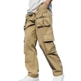 thumbnail image 1 of Xzbqbs Mens Work Pants Casual Elastic Waist Drawstring Straight Cargo Pants Stretch Lightweight Joggers Pants with Multi Pockets, 1 of 7