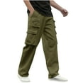 thumbnail image 1 of Xzbqbs Mens Work Pants Casual Elastic Waist Drawstring Straight Cargo Pants Stretch Lightweight Tactical Pants with Multi Pockets, 1 of 6
