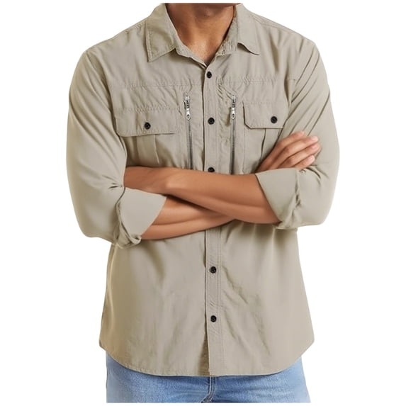 Xzbqbs Mens Work Shirts Long Sleeve Cotton Button Down Lapel Shirts Casual Lightweigt Classic Fit Vintage Outdoor Workwear Shirts