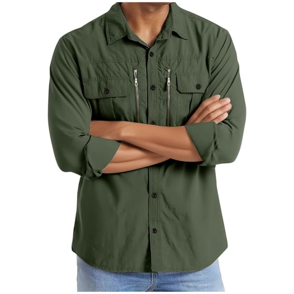 Xzbqbs Mens Work Shirts Long Sleeve Cotton Button Down Lapel Shirts Casual Lightweigt Classic Fit Vintage Outdoor Workwear Shirts