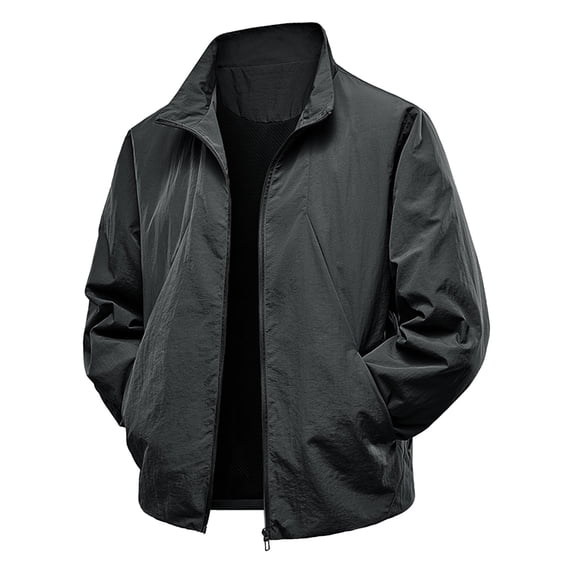 Xzbqbs Mens Workwear Jackets Casual Full Zip Up Long Sleeve Track Coat Fashion Lightweight Collared Solid Workout Training Jacket