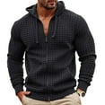 thumbnail image 1 of Xzbqbs Mens Zip Up Hooded Sweatshirt Casual Knit Waffle Slim Fit Hoodies Fashion Drawstring Lightweight Long Sleeve Sweatshirts, 1 of 3