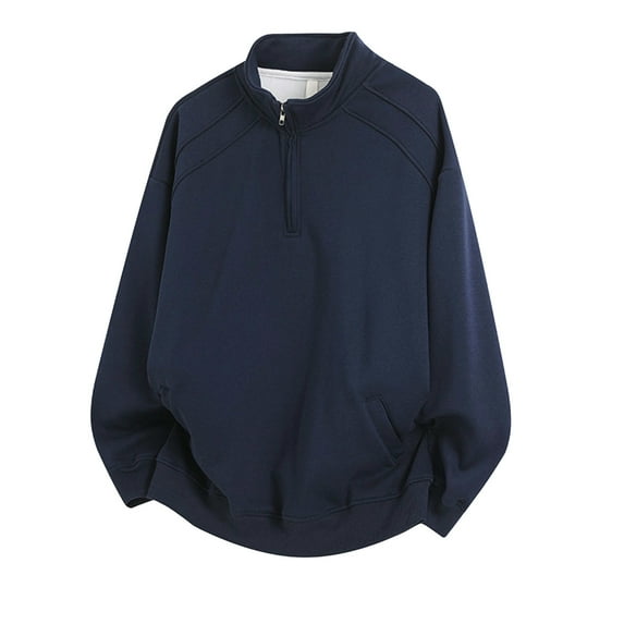 Xzbqbs Mens Zip Up Sweatshiers Oversized Y2k Streetwear Hoodie Pullover Fashion Mock Neck Lightweight Solid Color Sweatshirt