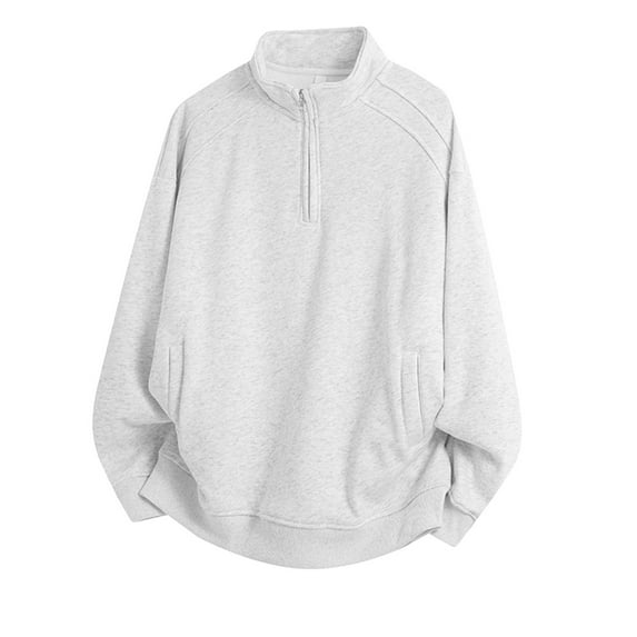 Xzbqbs Mens Zip Up Sweatshiers Oversized Y2k Streetwear Hoodie Pullover Fashion Mock Neck Lightweight Solid Color Sweatshirt