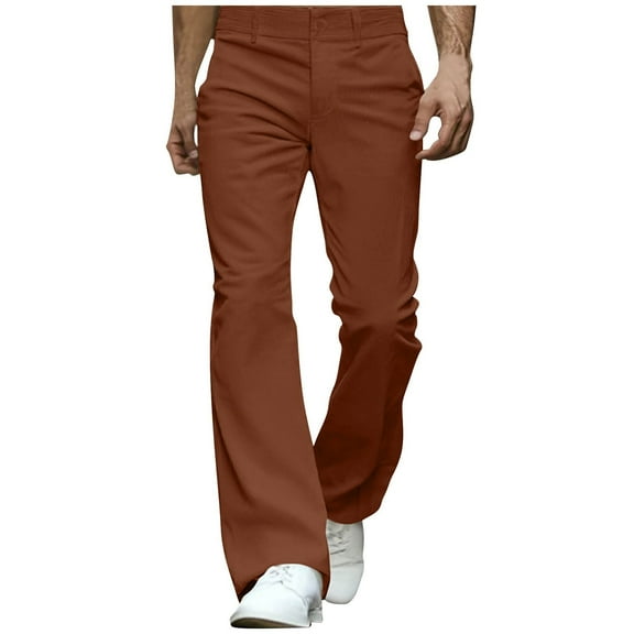 Xzbqbs Pants for Men Corduroy Slim Fit Lightweight Bell Bottom Pants Casual Fashion Flat Front Straight Streetwear Flared Pants