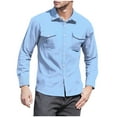 thumbnail image 1 of Xzbqbs Polo Shirts for Men Casual Button Up Long Sleeve Work Shirts Casual Fashion Lightweight Untucked Shirts with Flap Pockets, 1 of 8