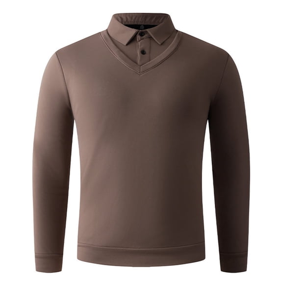 Xzbqbs Polo Shirts for Men Casual Fake Two-Piece Long Sleve Shirts Lightweight Slim Fit Classic Collared Golf Shirts for Men