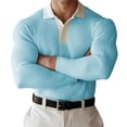 thumbnail image 1 of Xzbqbs Polo Shirts for Men Classic Henley Button Muscle Fit Knited Shirts Fashion Lightweight Color Block Business Golf Shirts, 1 of 4