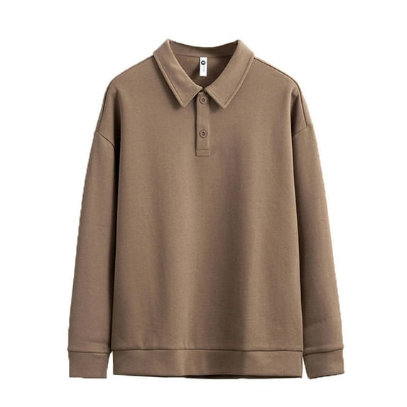 Xzbqbs Polo Shirts for Men Long Sleeve Button Loose Fit Sweatshirts Casual Fashion Lightweight Solid Color Collared Pullover Shirts