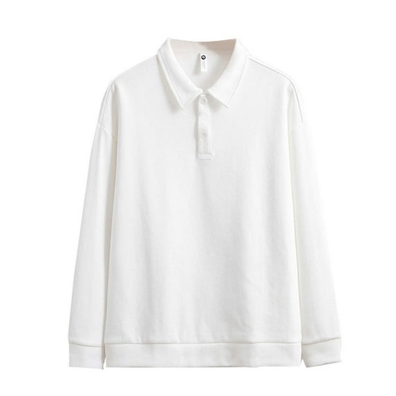 Xzbqbs Polo Shirts for Men Long Sleeve Button Loose Fit Sweatshirts Casual Fashion Lightweight Solid Color Collared Pullover Shirts