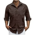 thumbnail image 1 of Xzbqbs Polo Shirts for Men Long Sleeve Casual Solid Color Work Shirts Fashion Vintage Lightweight Classic Fit Shirt with Pocket, 1 of 7