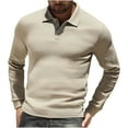 thumbnail image 1 of Xzbqbs Polo Shirts for Men Long Sleeve Knitted Jacquard Shirts Button Casual Fashion Lightwight Slim Fit Solid Color Business Shirts, 1 of 9