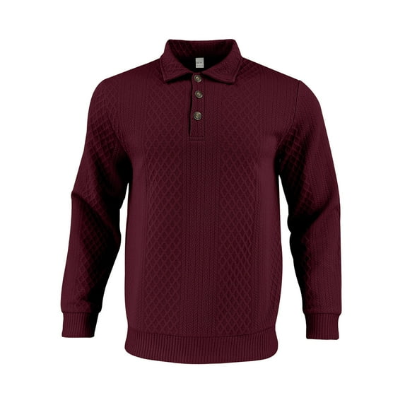 Xzbqbs Polo Shirts for Men Long Sleeve Knitted Jacquard Shirts Button Casual Fashion Lightwight Slim Fit Solid Color Golf Shirts