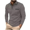 thumbnail image 1 of Xzbqbs Polo Shirts for Men Long Sleeve Lightweight Button Down Golf Shirts Casual Fashion Slim Fit Solid Color Business Shirts, 1 of 2
