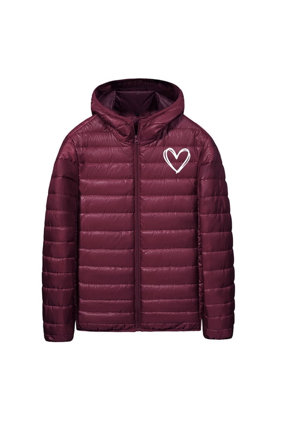 Puffer Jacket Men Lightweight Packable Quilted Jackets Graphic Hooded Bubble Winter Down Coat Insulated Thick Outwear Pockets