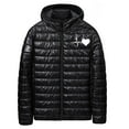 thumbnail image 1 of Xzbqbs Puffer Jacket Men Lightweight Packable Quilted Jackets Hooded Bubble Winter Down Coat Graphic Insulated Thick Outwear Pockets, 1 of 5