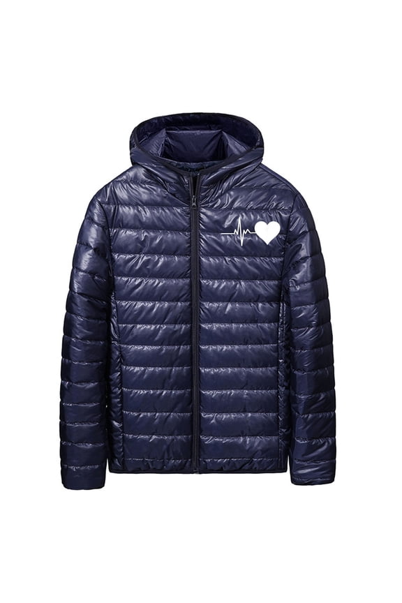 Puffer Jacket Men Lightweight Packable Quilted Jackets Hooded Bubble Winter Down Coat Graphic Insulated Thick Outwear Pockets