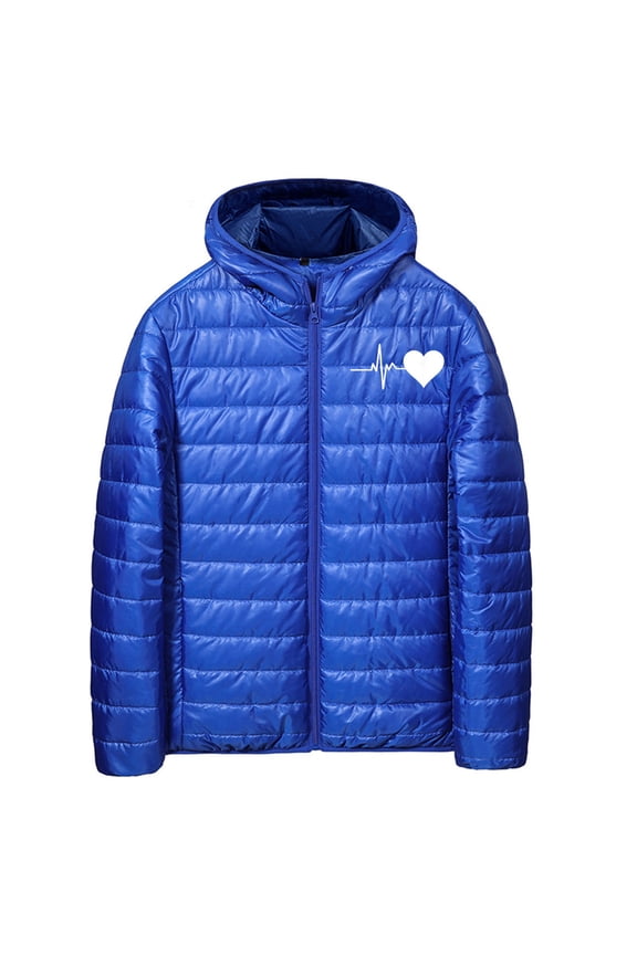 Puffer Jacket Men Lightweight Packable Quilted Jackets Hooded Bubble Winter Down Coat Graphic Insulated Thick Outwear Pockets