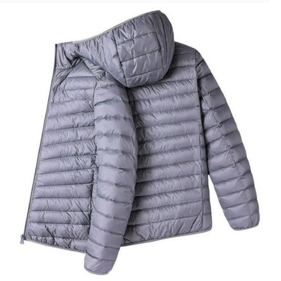 Xzbqbs Quilted Jackets for Men Full Zip Up Packable Hooded Puffer Jacket Casual Lightweight Water-Resistant Puffy Outerwear Jackets