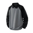 thumbnail image 1 of Xzbqbs Raglan Suede Sweatshirts for Men Color Block Loose 1/4 Zipper Lapel Casual Long Sleeve Pullover Workout Tops Sweatshirts, 1 of 3