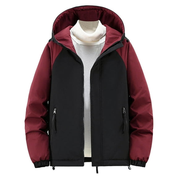 Xzbqbs Rain Jacket Men Windproof Waterproof Raincoat with Hood Casual Fashion Softshell Hiking Travel Jacket with Zipper Pockets