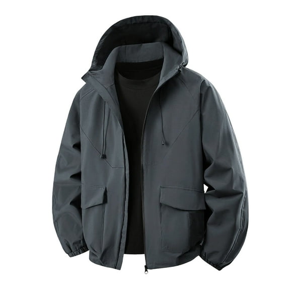Xzbqbs Rain Jacket Men Windproof Waterproof Softshell Raincoat with Hood Casual Windbreaker Lightweight Jacket for Hiking Travel