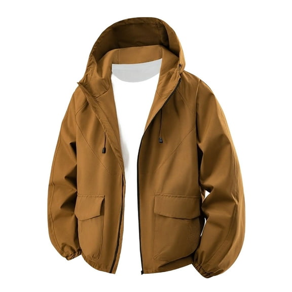 Xzbqbs Rain Jacket Men Windproof Waterproof Softshell Raincoat with Hood Casual Windbreaker Lightweight Jacket for Hiking Travel