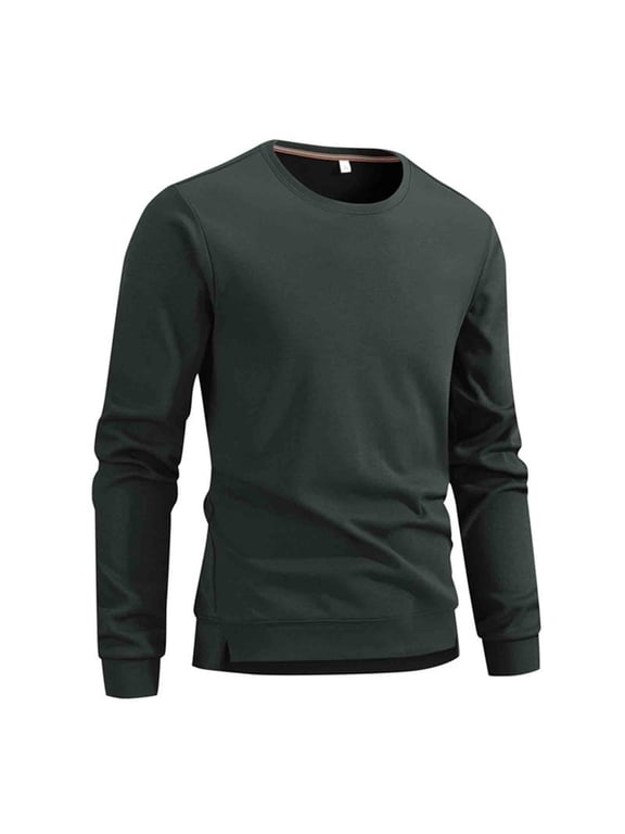 Shirts for Men Casual Long Sleeve Slim Fit Sweatshirts Crewneck Lightweight Solid Pullover Classic Track Shirts Big and Tall