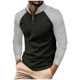 thumbnail image 1 of Xzbqbs Shirts for Men Quarter Zip Waffle Textured Pullover Tops Color Block Long Sleeve Casual Lightweight Outdoor Workout Shirts, 1 of 7