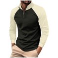 thumbnail image 1 of Xzbqbs Shirts for Men Quarter Zip Waffle Textured Pullover Tops Color Block Long Sleeve Casual Lightweight Outdoor Workout Shirts, 1 of 7