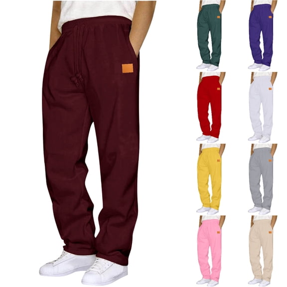 Xzbqbs Sweatpants for Men Casual Fashion Pants Loose Fit Baggy Straight Joggers Tapered Pants Elastic Waist Drawstring Sweatpants