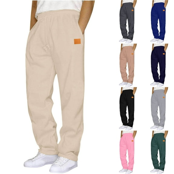 Xzbqbs Sweatpants for Men Casual Fashion Pants Loose Fit Baggy Straight Joggers Tapered Pants Elastic Waist Drawstring Sweatpants