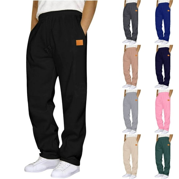 Xzbqbs Sweatpants for Men Casual Fashion Pants Loose Fit Baggy Straight Joggers Tapered Pants Elastic Waist Drawstring Sweatpants
