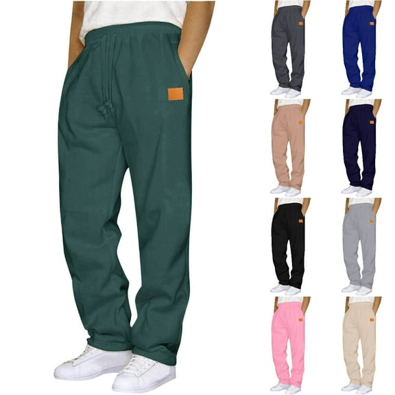 Xzbqbs Sweatpants for Men Casual Fashion Pants Loose Fit Baggy Straight Joggers Tapered Pants Elastic Waist Drawstring Sweatpants
