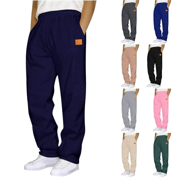 Xzbqbs Sweatpants for Men Casual Fashion Pants Loose Fit Baggy Straight Joggers Tapered Pants Elastic Waist Drawstring Sweatpants