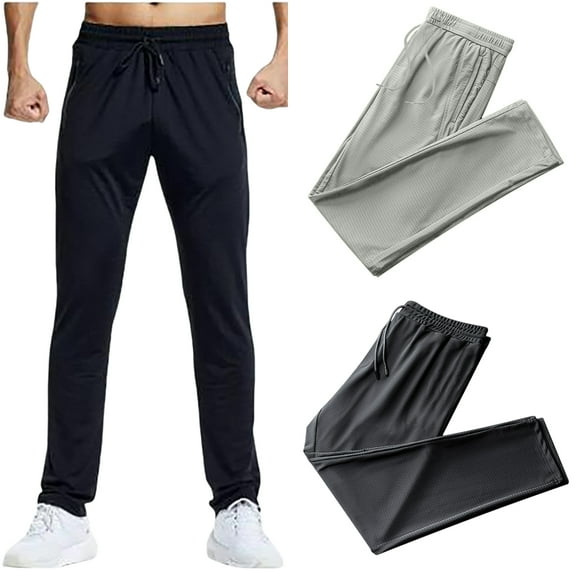 Xzbqbs Sweatpants for Men Ice Silk Quick Dry Hiking Pants Drawstring Elastic Waist Tapered Pants Stretch Workout Running Gym Trousers