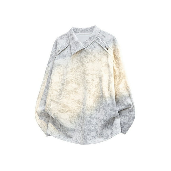 Xzbqbs Sweatshirts for Men Casual Tie Dye V Neck Pullover Hoodie Long Sleeve Loose Fit Lightweight Graphic Workout Sweatshirts