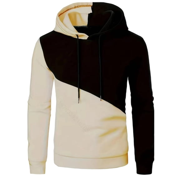 Xzbqbs Sweatshirts for Men Trendy Color Block Hoodies Fleece Long Sleeve Hooded Pullover Casual Patchwork Tops with Pocket Hoodie