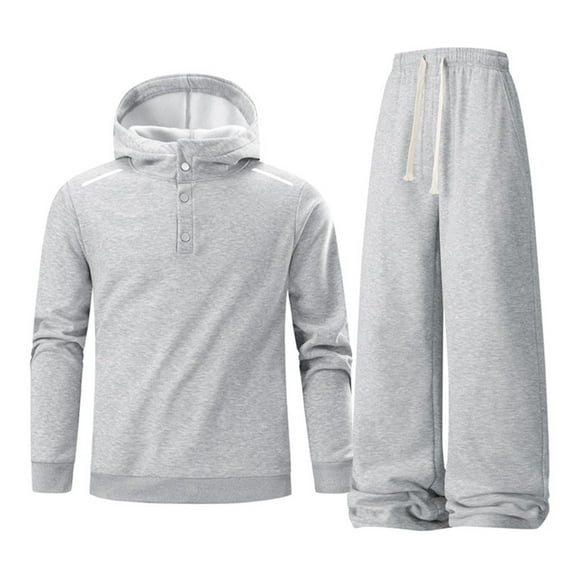 Xzbqbs Sweatsuits for Men Button Fleece Hoodie and Baggy Sweatpants Set Athletic Workout Track Suits 2 Piece Set Sweat Suit Outfits