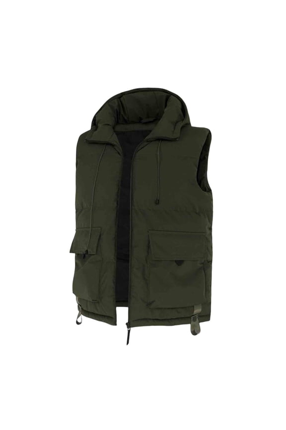 Winter Jackets for Men Casual Padded Hoodie Down Puffer Sleeveless Vest Warm Outerwear Lightweight Fashion Hooded Jacket