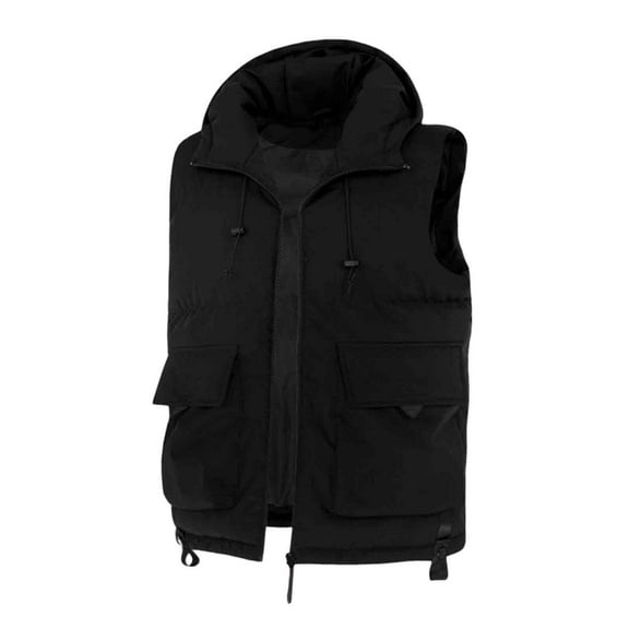 Xzbqbs Winter Jackets for Men Casual Padded Hoodie Down Puffer Sleeveless Vest Warm Outerwear Lightweight Fashion Hooded Jacket