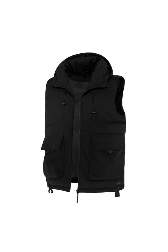 Winter Jackets for Men Casual Padded Hoodie Down Puffer Sleeveless Vest Warm Outerwear Lightweight Fashion Hooded Jacket
