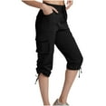thumbnail image 1 of Xzbqbs Women's Cargo Capri Pants Lightweight Quick Dry Hiking Pants Summer Travel Casual Capris with 5 Pockets, 1 of 5