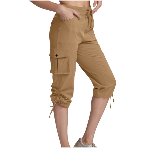 Xzbqbs Women's Cargo Capri Pants Lightweight Quick Dry Hiking Pants Summer Travel Casual Capris with 5 Pockets