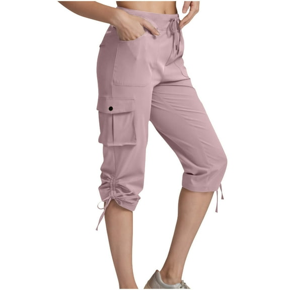 Xzbqbs Women's Cargo Capri Pants Lightweight Quick Dry Hiking Pants Summer Travel Casual Capris with 5 Pockets