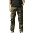 thumbnail image 1 of Xzbqbs Work Pants for Men Cotton Casual Elastic Waist Straight Cargo Pants Stretch Lightweight Tactical Pants with Multi Pockets, 1 of 5